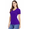 T-shirt Damski purpurowa dekolt w serek roz. S